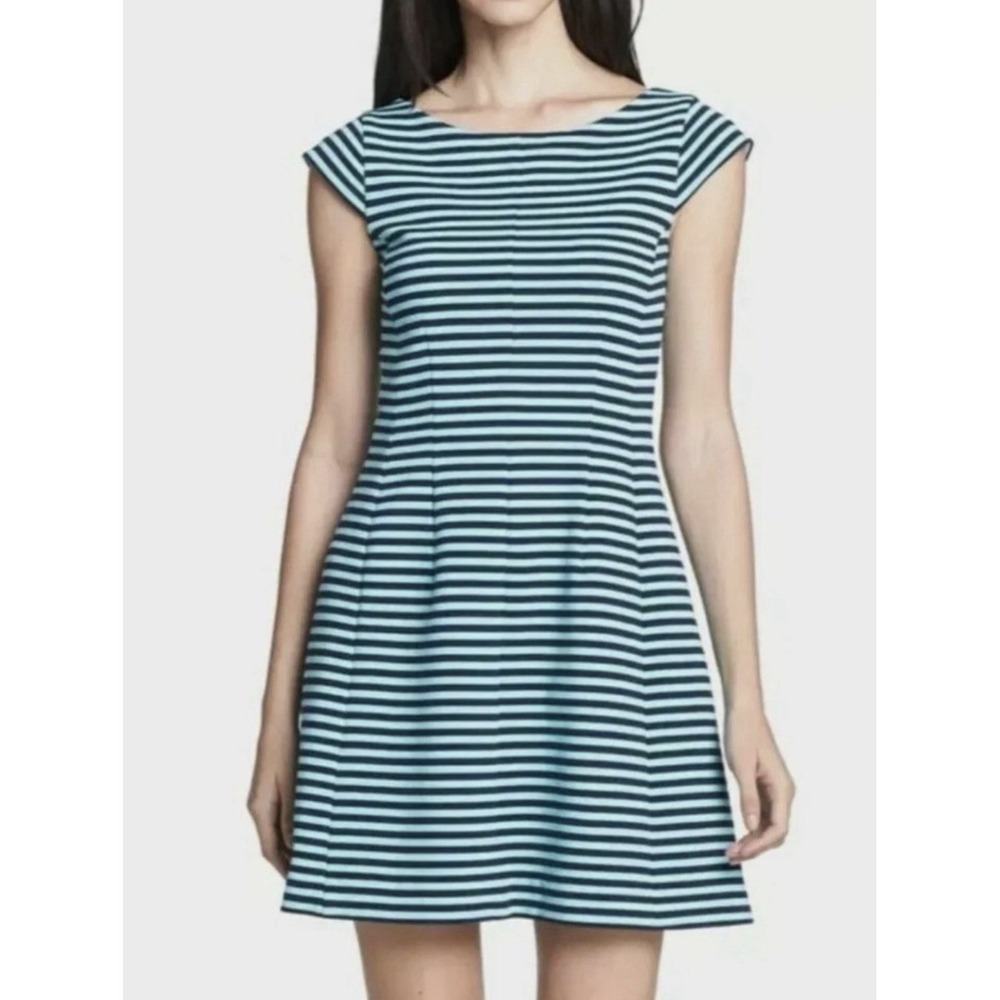 Lilly Pulitzer Briella Dress Womens S Blue Striped Cap Sleeve Coastal Preppy